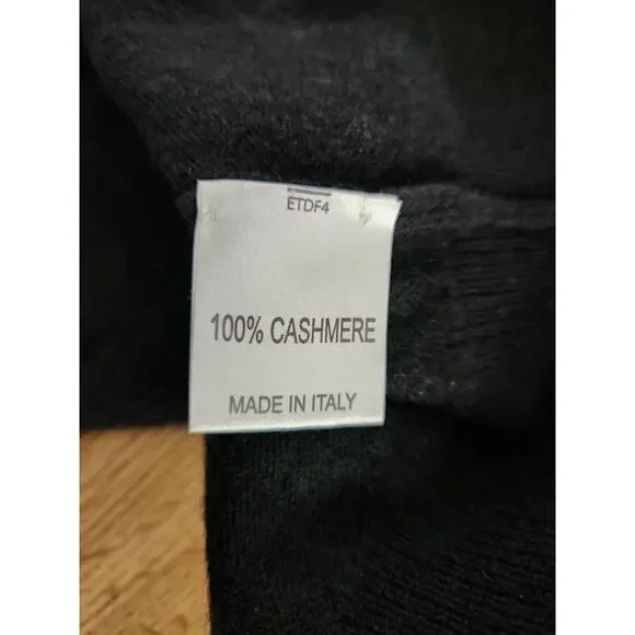 Luigi Baldo Black V-Neck Cashmere Sweater Men's Size XL Golf Made in Italy